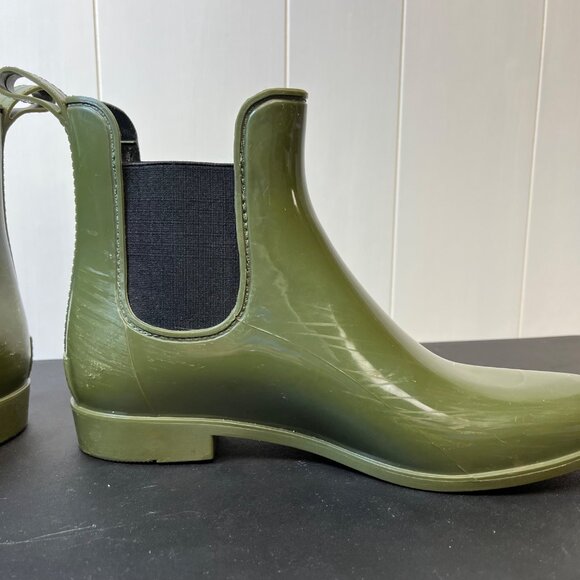 J Crew Womens Chelsea Rain Boots Size 11 Ankle Rubber Wellies Green - Picture 4 of 5